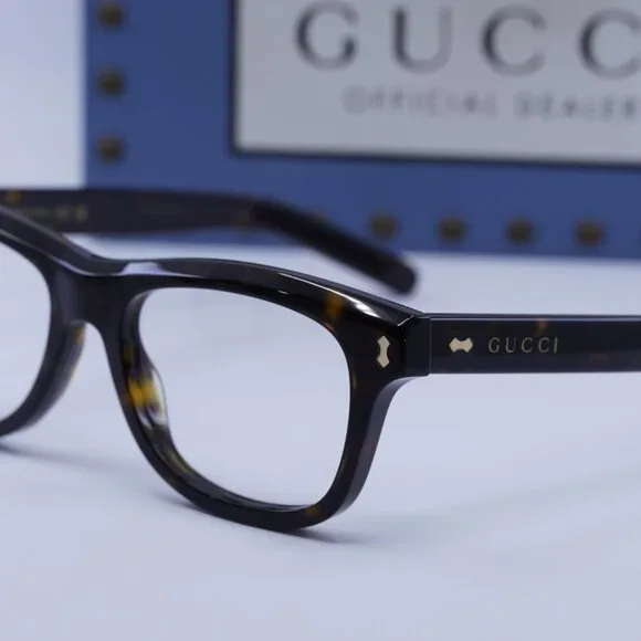 Gucci GG1526O 002 Square Eyeglasses Dark Havana 52mm - Picture 8 of 10